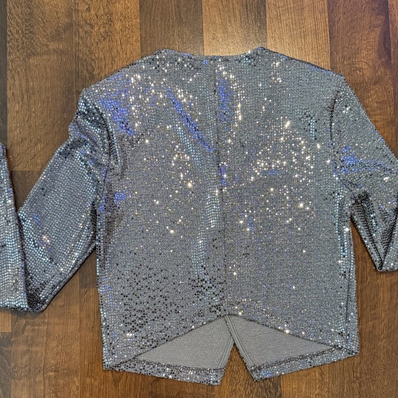 Love Culture Sparkling Silver Sequin Cropped Jacket / Cardigan (small, see ad) - Picture 13 of 14